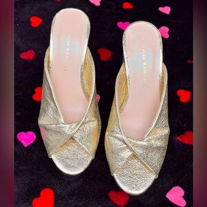Loeffler Randall Gold Mule Heels 6.5